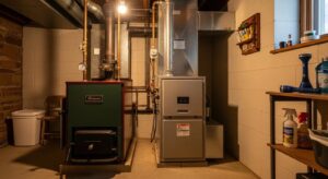 Boiler and furnace side-by-side in a comfortable Hudson Valley home